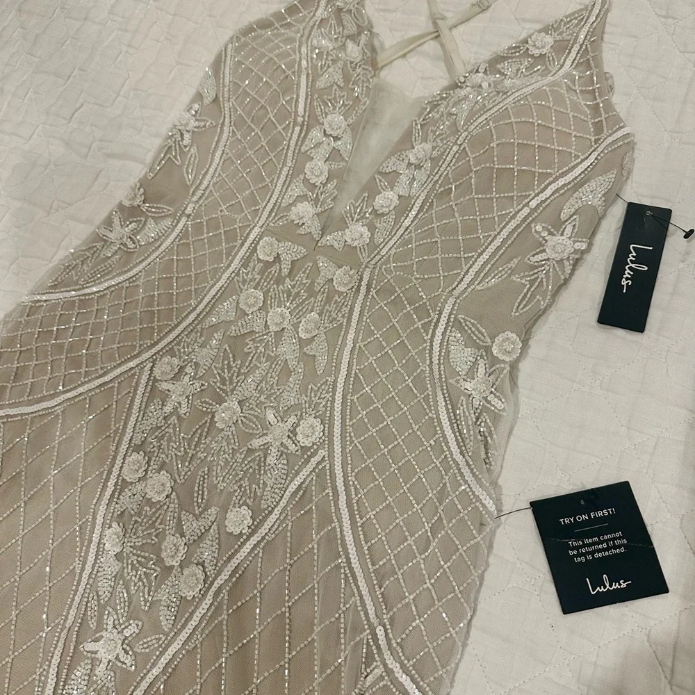 Elegant Cream Beaded Evening or Wedding - Picture 8 of 13